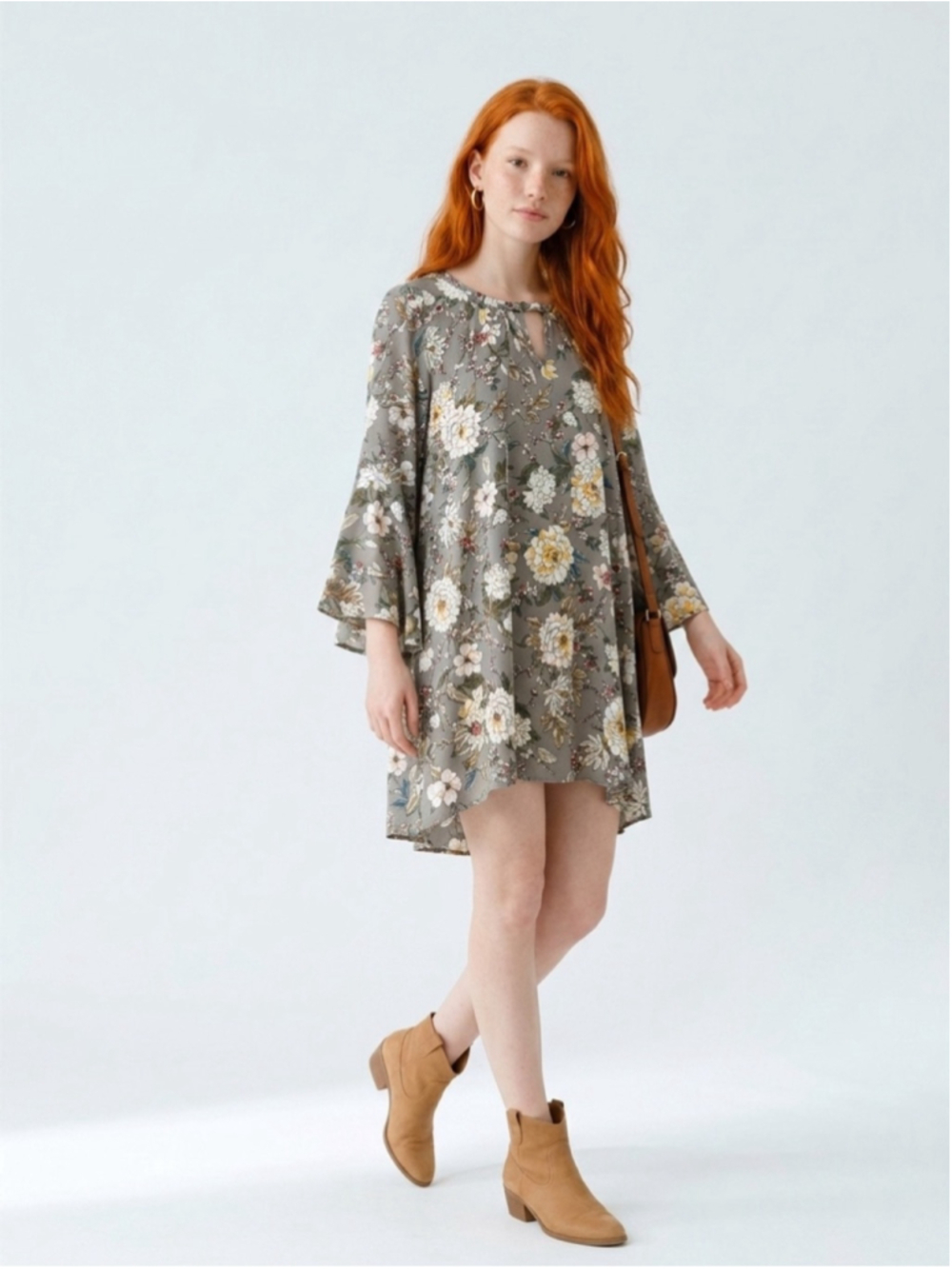 Jodifl Keyhole Dress with Bell Sleeves
